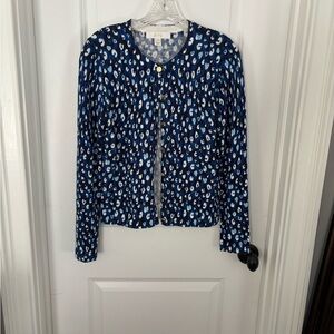Lilly Pulitzer Navy Blue, Light Blue and Black Print Tank and Matching Cardigan